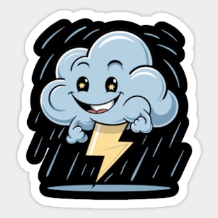 Rainy Cloud With Lightnings Sticker